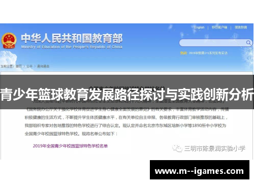 青少年篮球教育发展路径探讨与实践创新分析